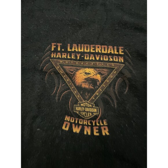 VINTAGE Harley Davidson Owner Shirt Black Ft Lauderdale Florida Eagle Graphic L - Picture 2 of 9